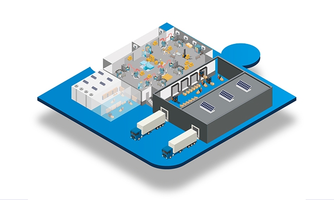 Scale up your business - isometric graphic of modular complexes