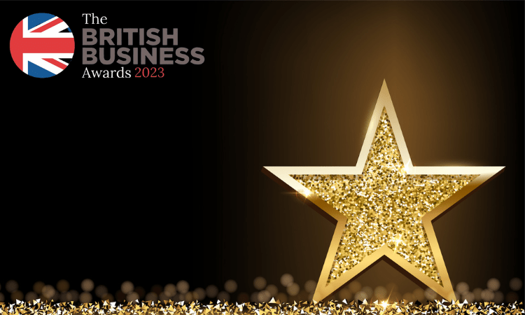 Sparkly star on black background. British Business Awards 2023