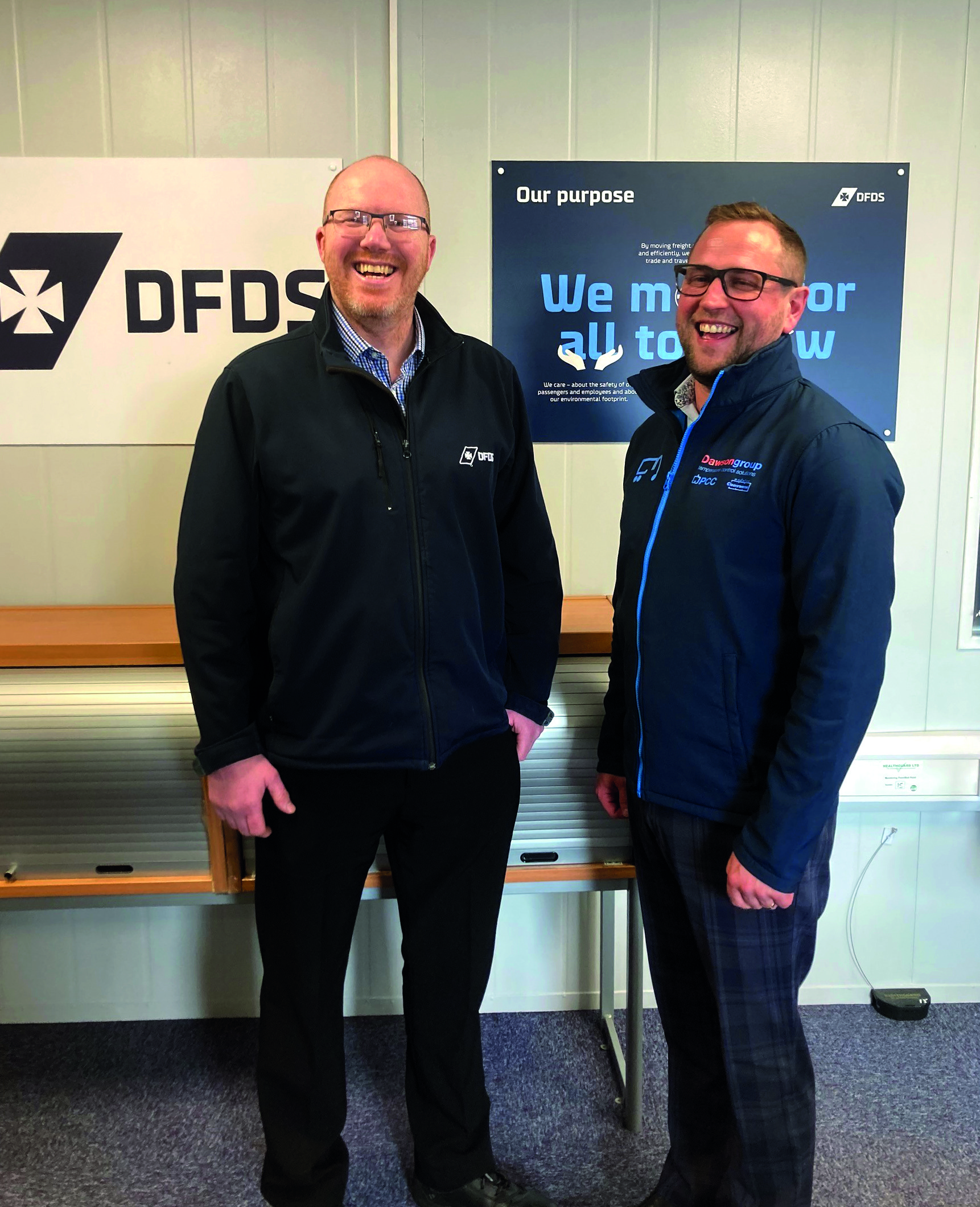 Ian Woodward and Michael Sansum meeting to discuss the energy efficient solutions for DFDS