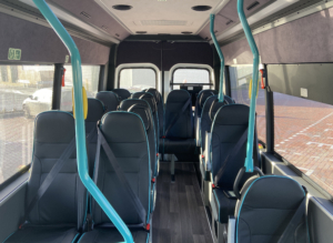 the interior of Dawsongroup bus and coach's electric mini-bus