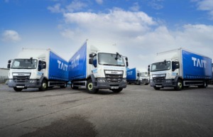 Three curtainsided trucks, part of the Tait Transport Solutions fleet upgrade from Dawsongroup truck and trailer.